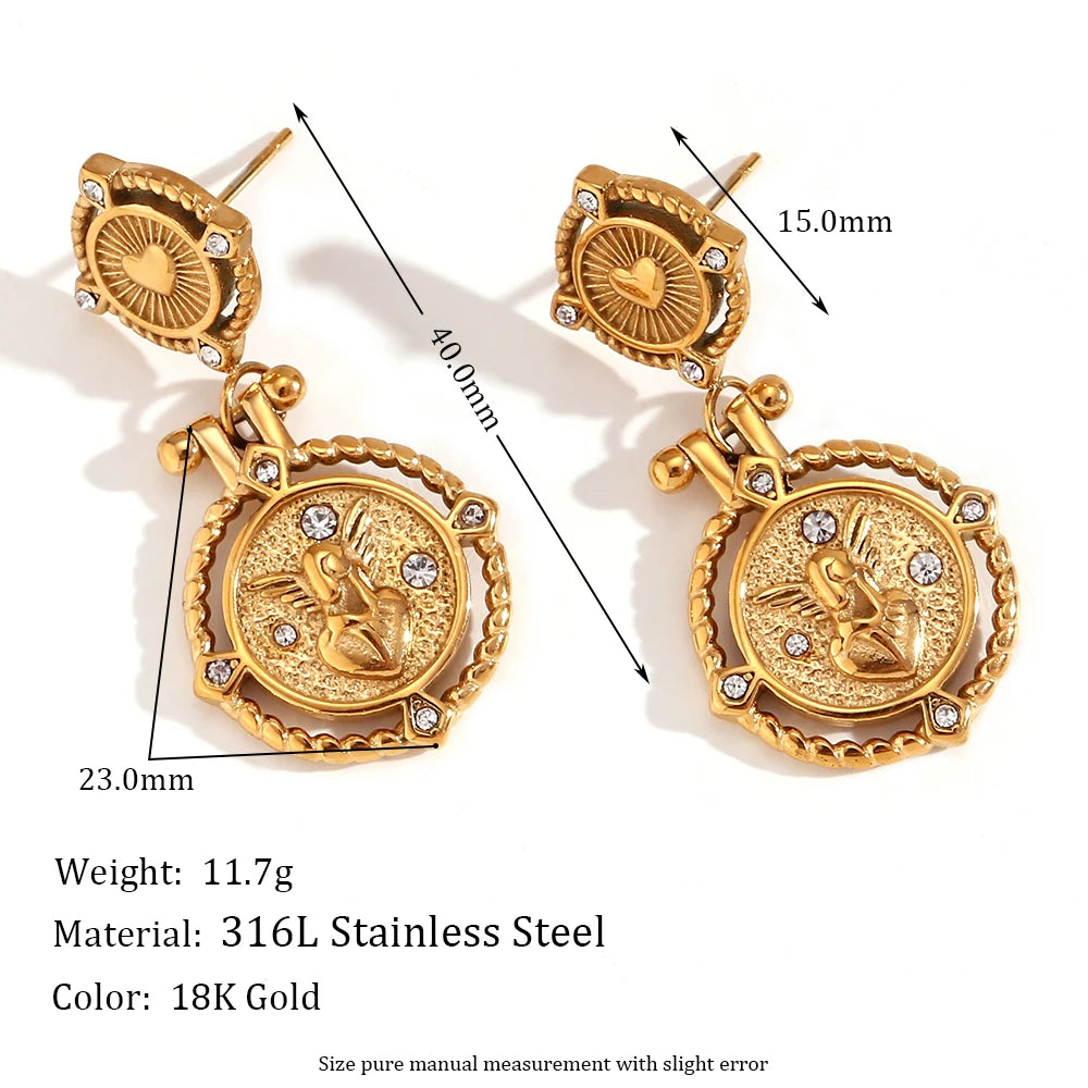 Angel Heart Key Drop Earrings