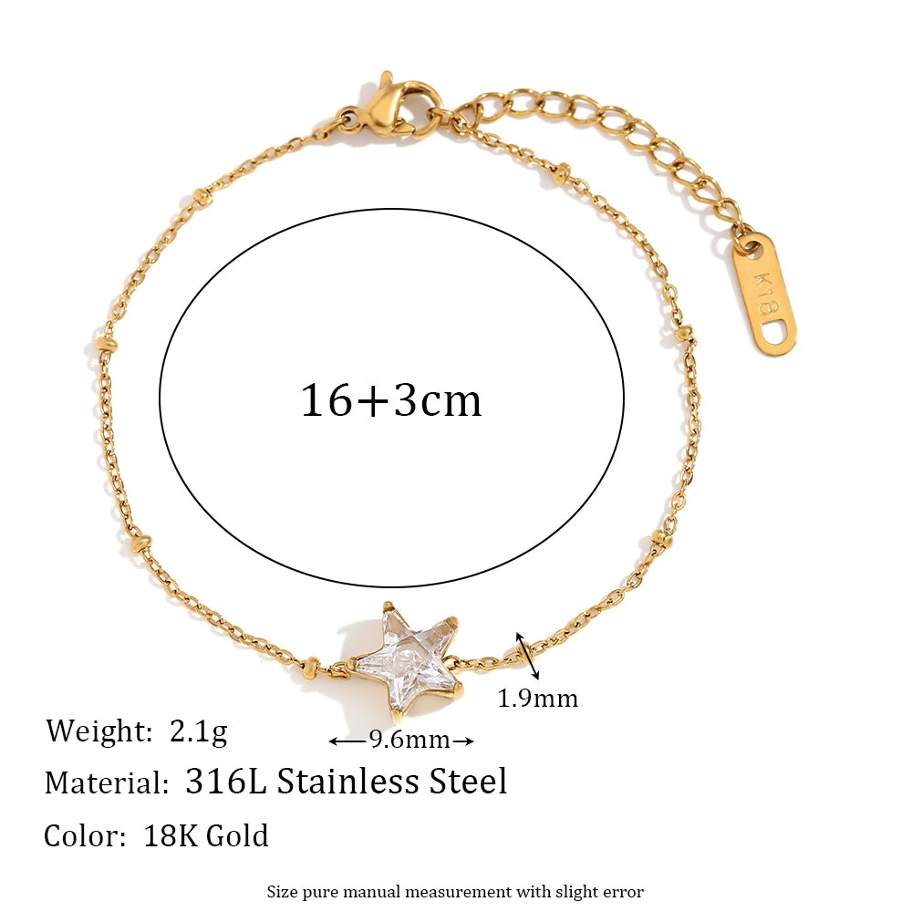Sparkling Star Thin Chain Bracelet