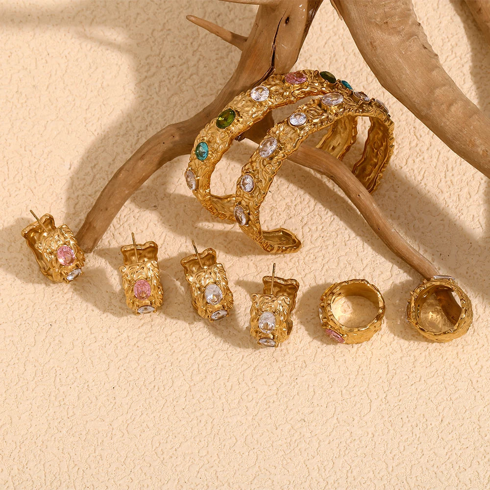 Sparkling Zircon Hoop Earrings
