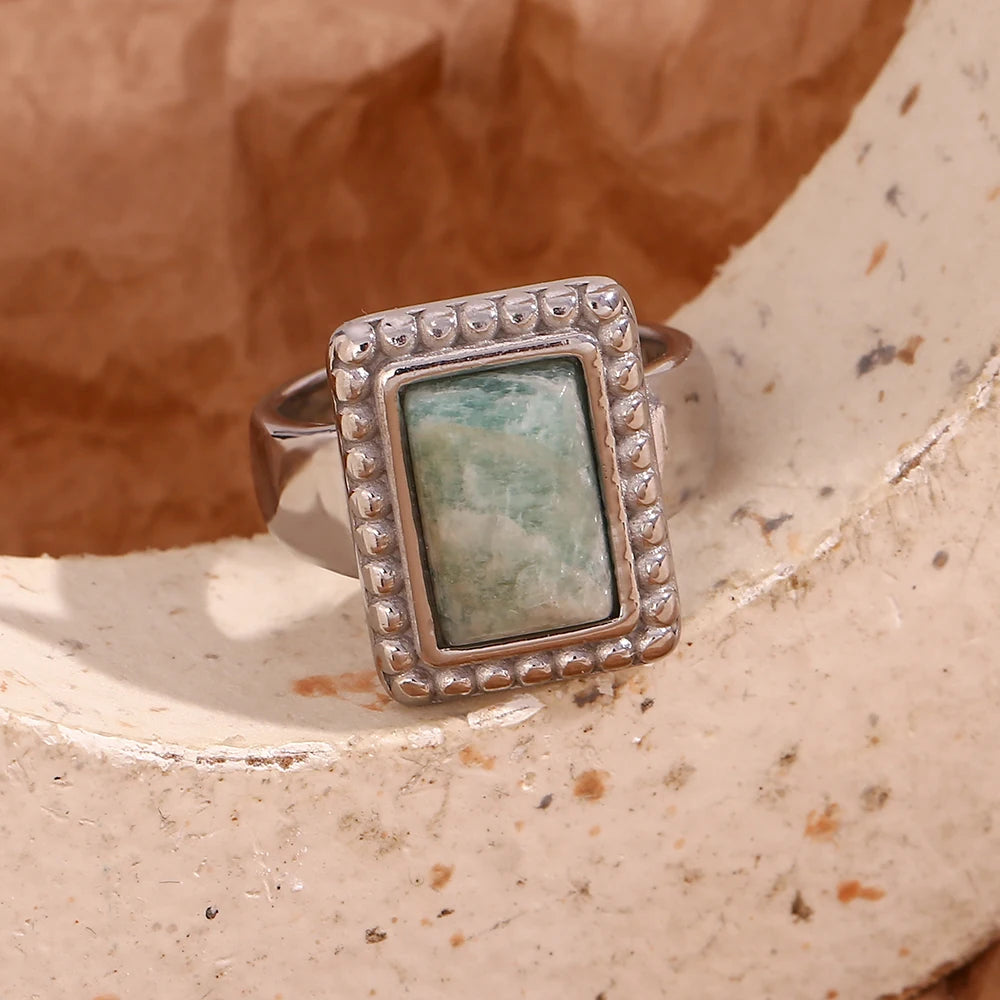 Amazonite & Lapis Rectangular Ring