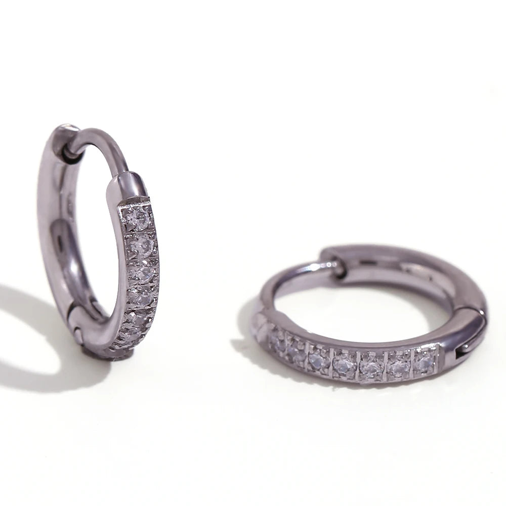 Rounded Edge Zircon Stud Earrings