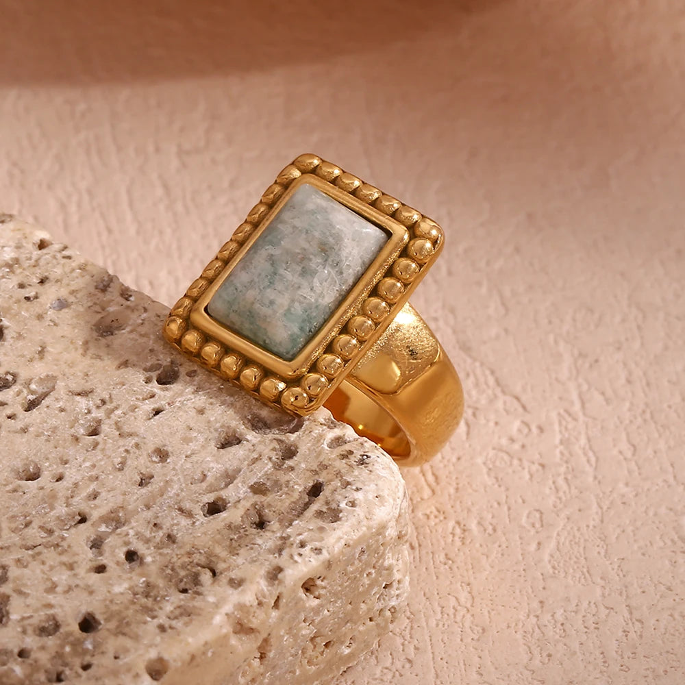 Amazonite & Lapis Rectangular Ring