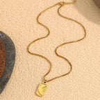 Sun Moon Rectangular Pearl Chain Necklace
