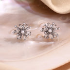 Sunflower Pearl & Zircon Stud Earrings
