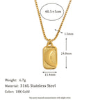 Sun Moon Rectangular Pearl Chain Necklace