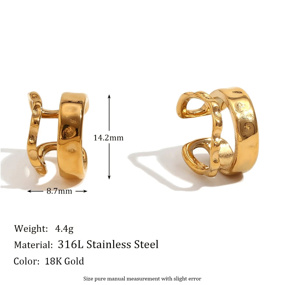 Asymmetrical Hollow Clip Earring in 316L Stainless Steel