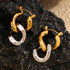 Double Layer Stainless Steel Earrings with Mixed Colors