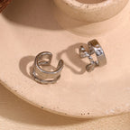 Asymmetrical Hollow Clip Earring in 316L Stainless Steel