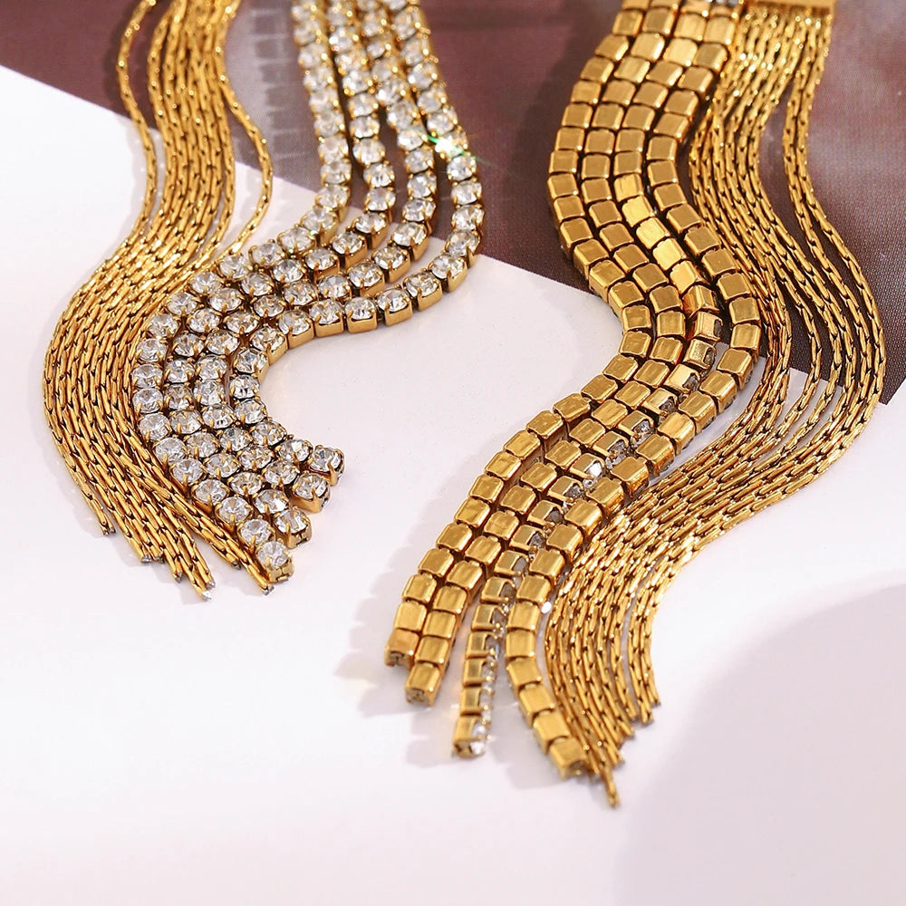 Asymmetrical Earrings with Zirconia in 316L Stainless Steel