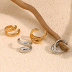 Minimalist Double Layer Gold and Silver Stainless Steel Ear Cuffs