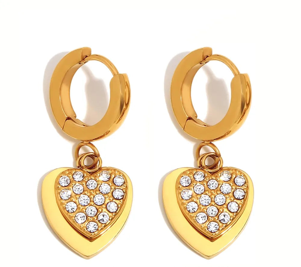 Twin Hearts Zircon Earrings