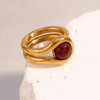 Double Line Bead Open Ring
