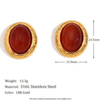 Vintage Oval Stone Hammered Earrings