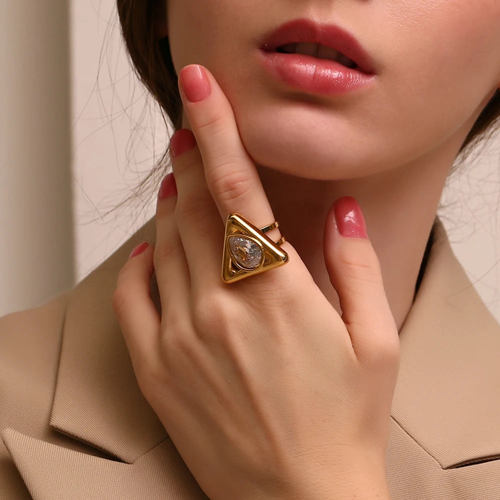 Triangle Water Drop Ring