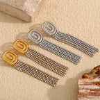 Spiral Zircon Tassel Earrings