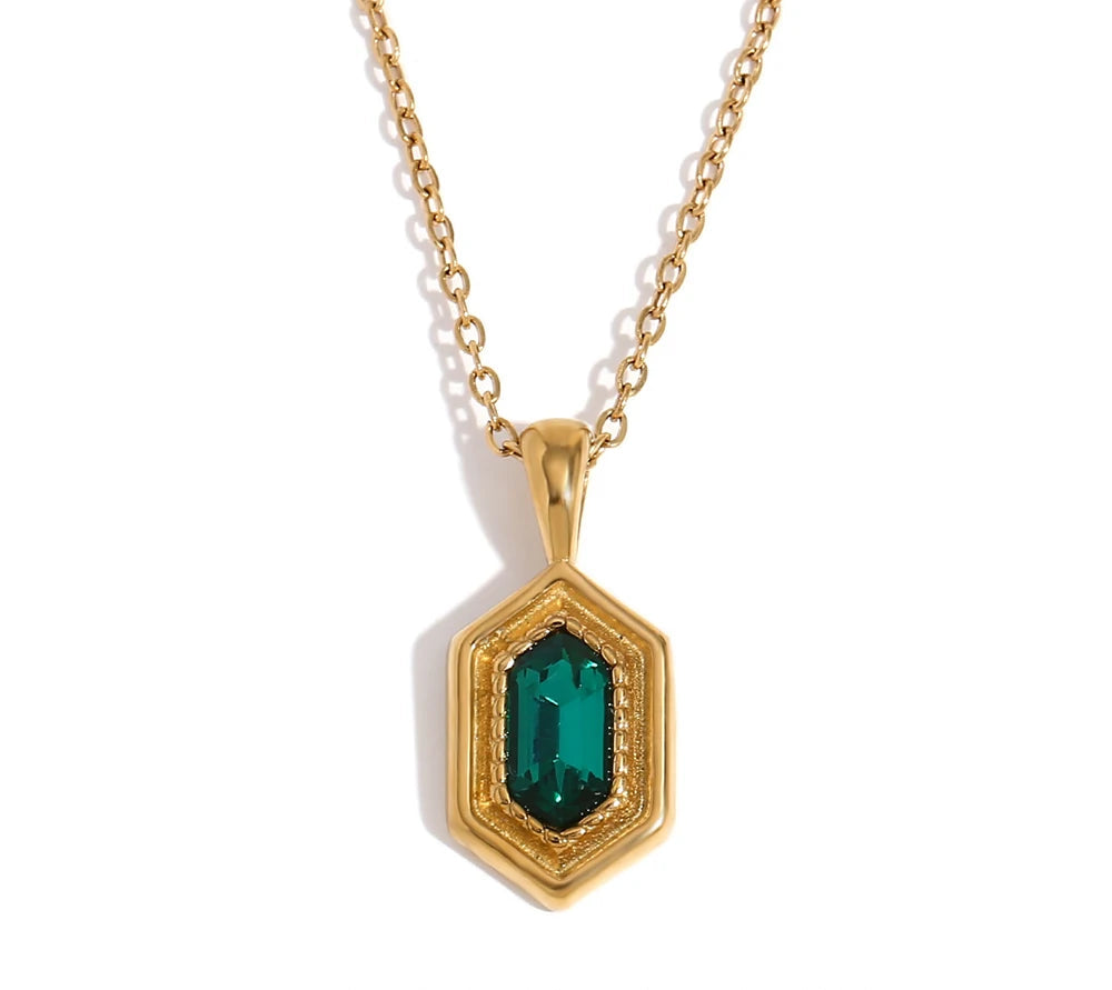 Hexa Emerald Necklace