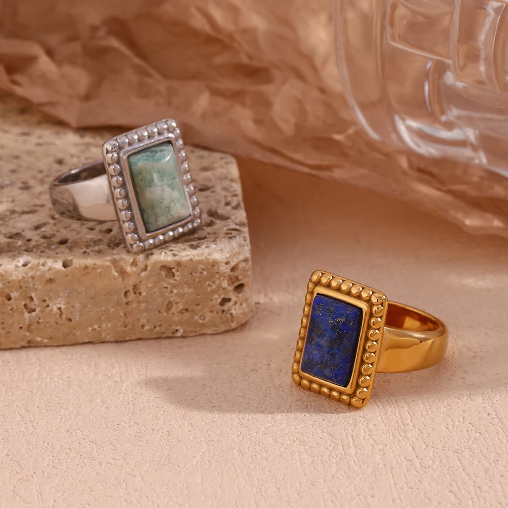 Amazonite & Lapis Rectangular Ring