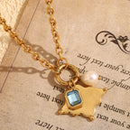Zircon Pearl Star Pendant Necklace