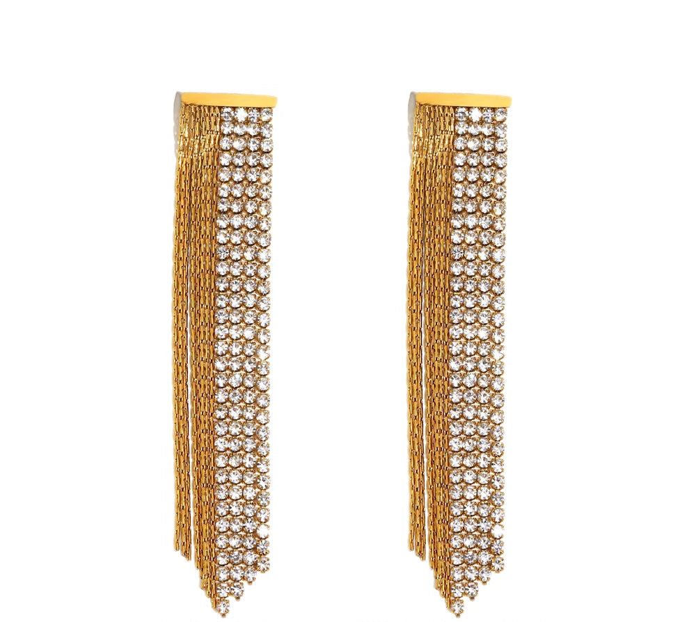 Asymmetrical Earrings with Zirconia in 316L Stainless Steel