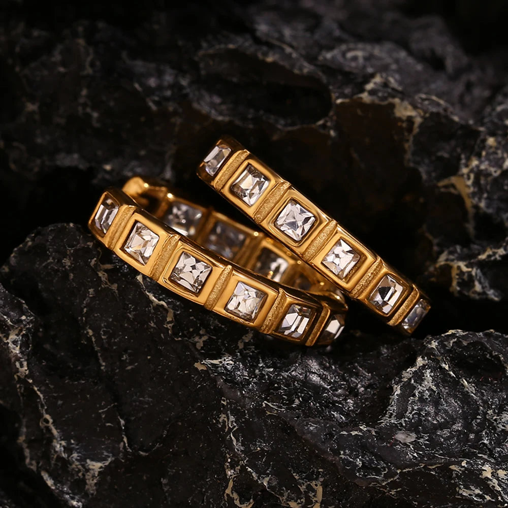 Luxury classic zirconia hoop earrings