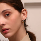 Dual-Tone C-Shape Statement Earrings
