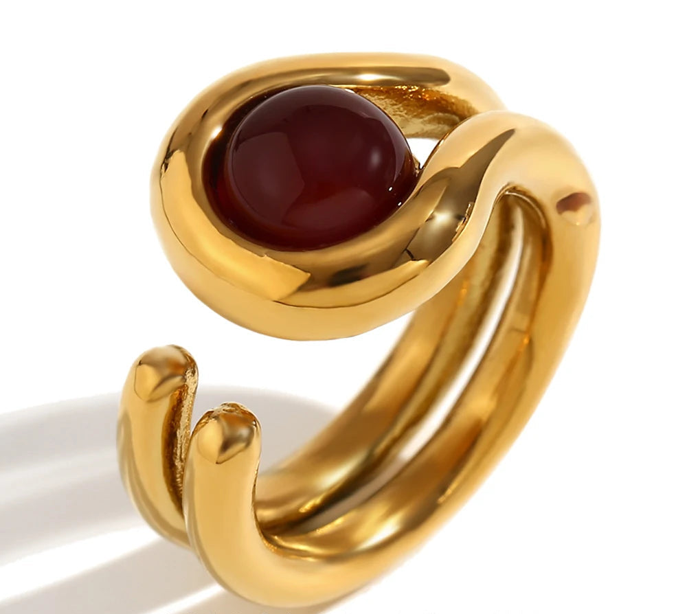 Double Line Bead Open Ring