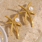 Pearl Coconut Leaf Earrings