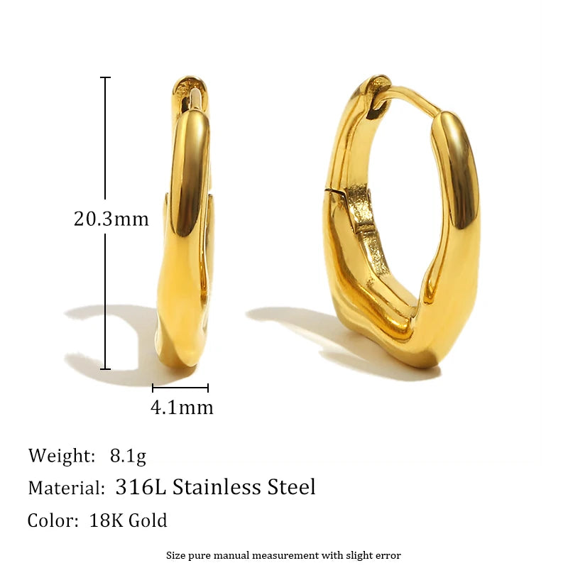 Irregular Bicolor Hoops in 316L Stainless Steel with 18K Gold Plating