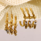 Gold Tassel Zircon Earrings