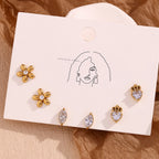 Delicate Zircon Flower Crown Stud Earrings