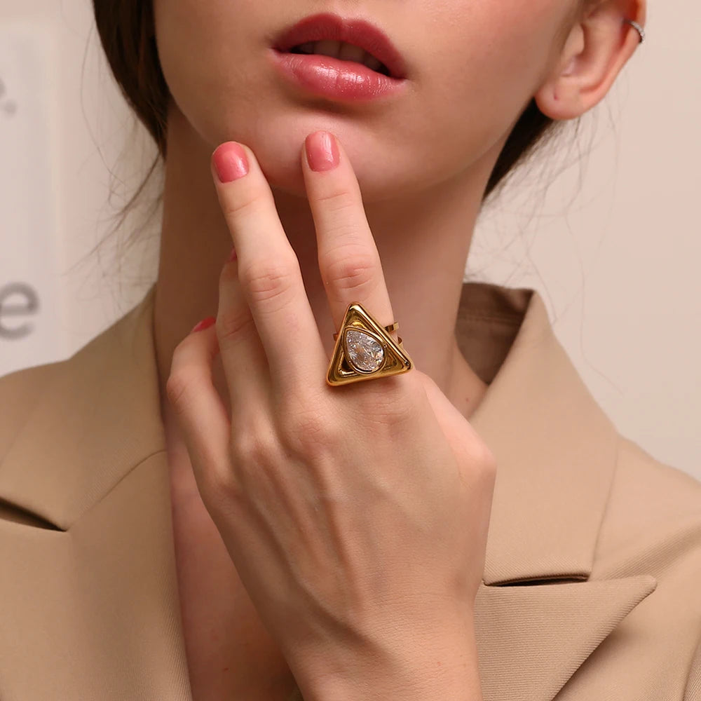 Triangle Water Drop Ring