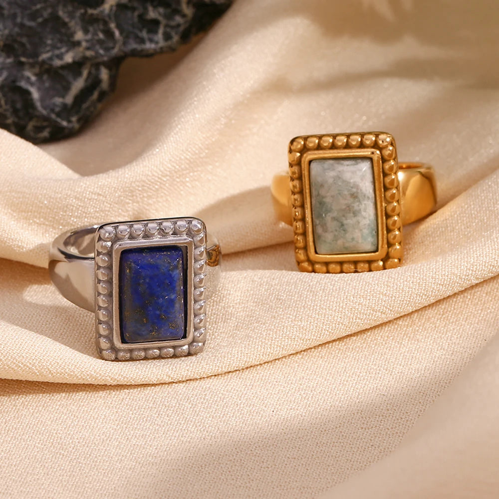 Amazonite & Lapis Rectangular Ring