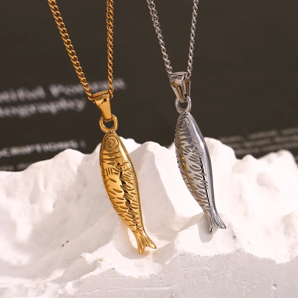 Y-Shaped Fish Pendant Necklace