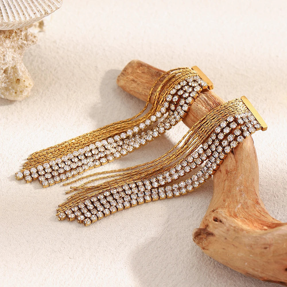 Asymmetrical Earrings with Zirconia in 316L Stainless Steel