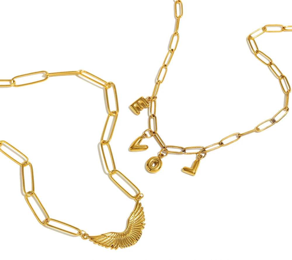 Winged Initial Necklace