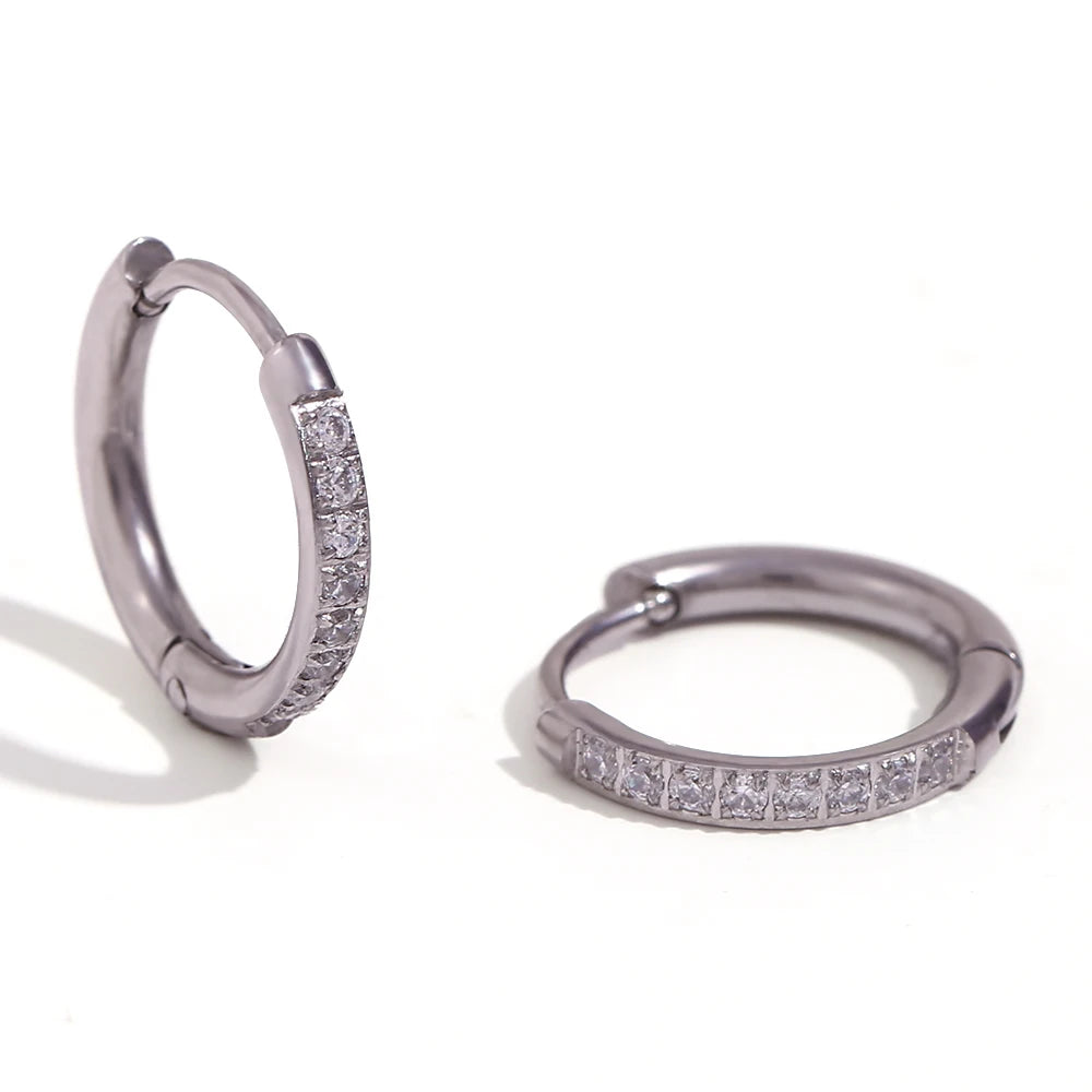 Rounded Edge Zircon Stud Earrings