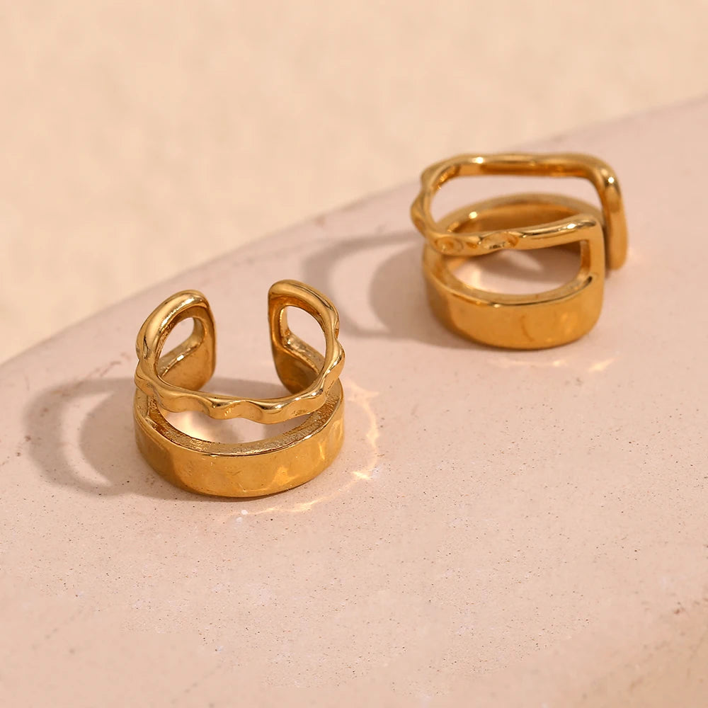 Asymmetrical Hollow Clip Earring in 316L Stainless Steel