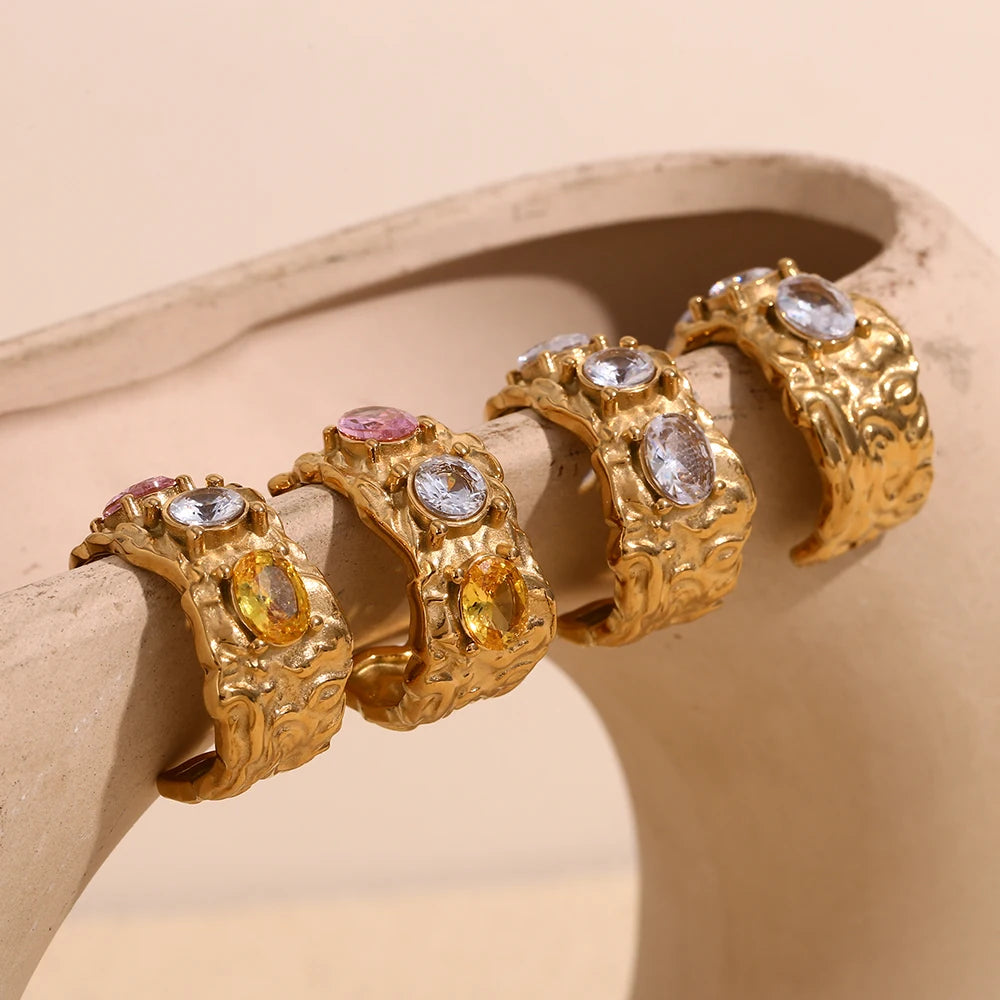 Sparkling Zircon Hoop Earrings
