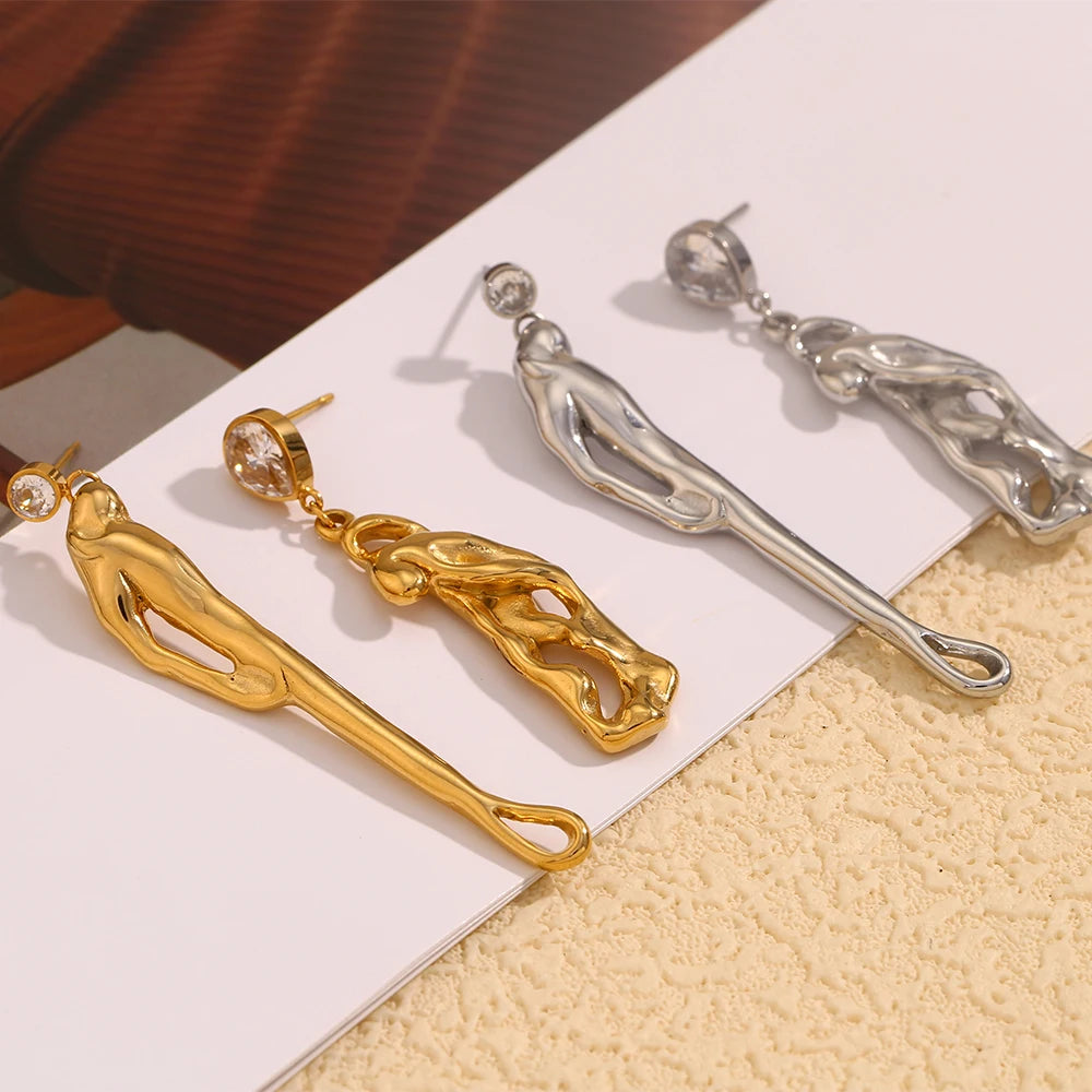 Creative Asymmetrical Earrings with Zirconia – People Embrace