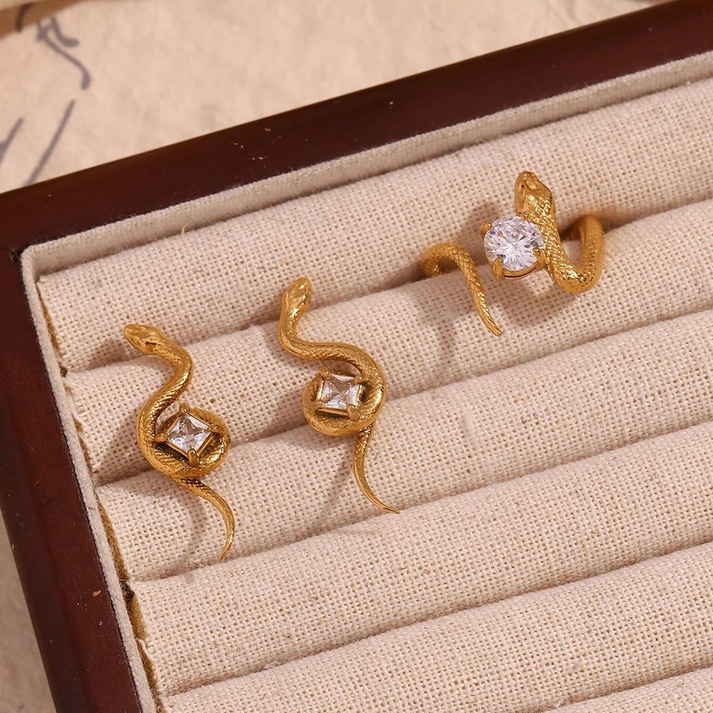 Zircon Snake Earrings