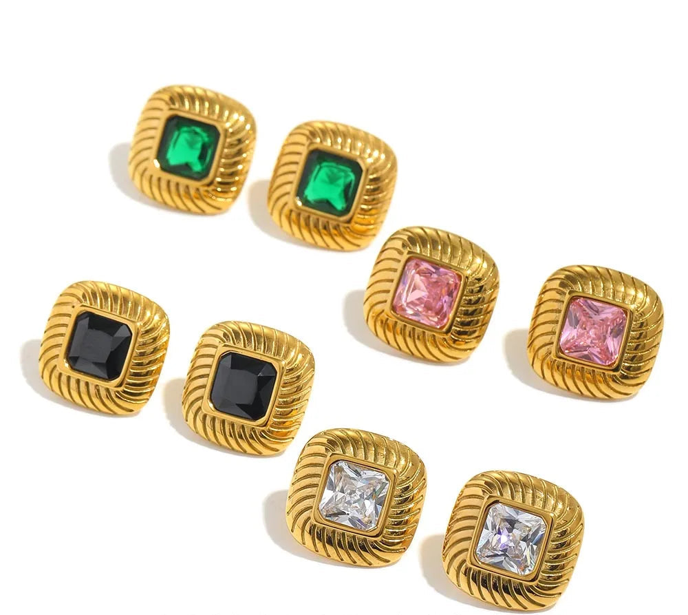 Twill Zircon Stud Earrings