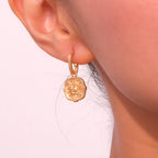 Vintage Sun Square Drop Earrings