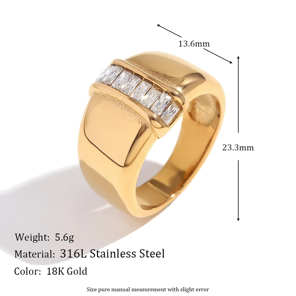 Wide Edge Zircon Ring