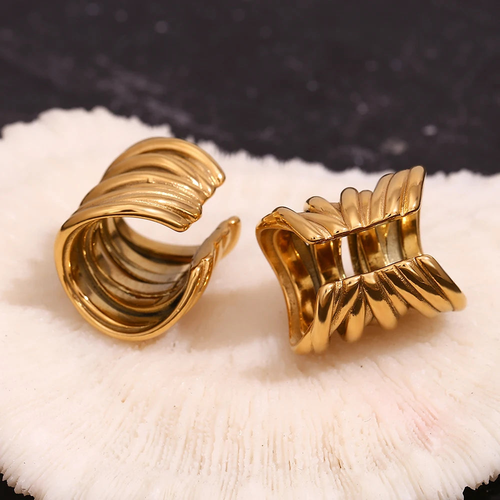 Vintage Multilayer Earrings in Stainless Steel with 18K Gold Plating