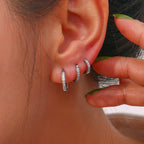 Rounded Edge Zircon Stud Earrings