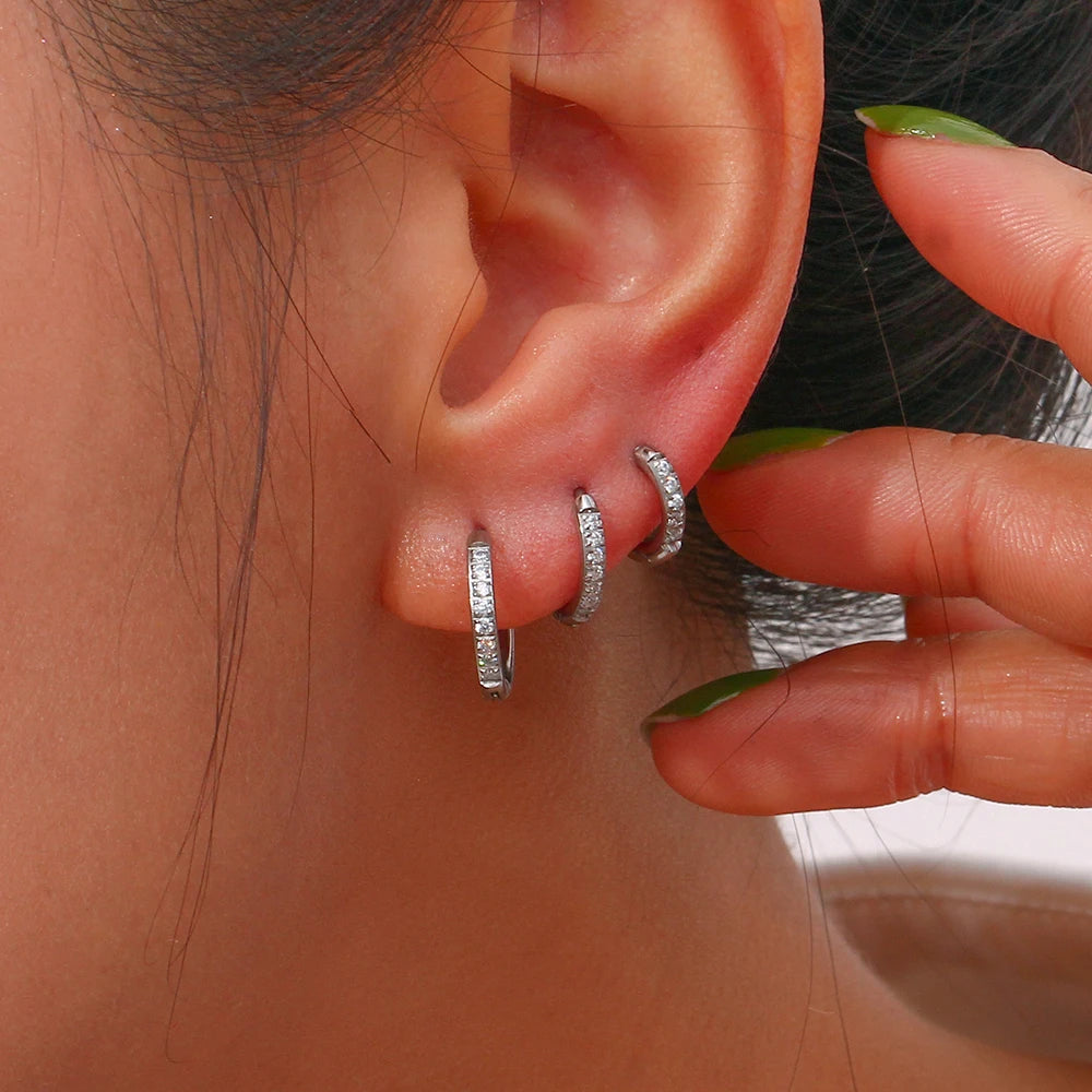 Rounded Edge Zircon Stud Earrings