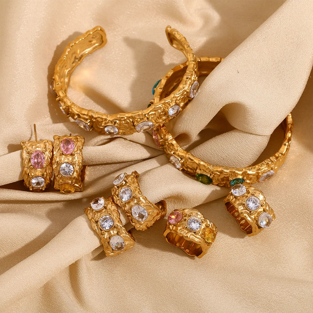 Sparkling Zircon Hoop Earrings