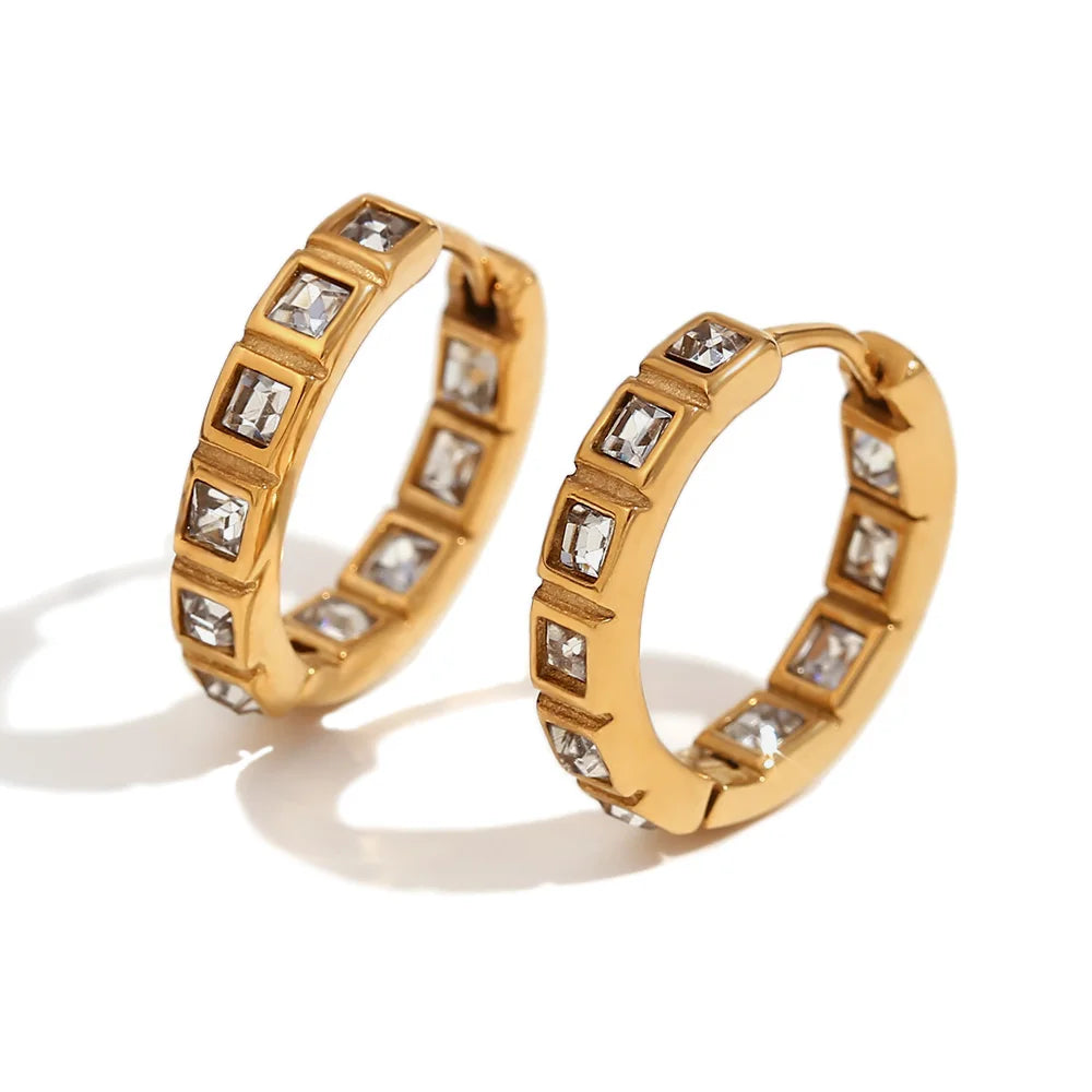 Luxury classic zirconia hoop earrings