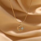 Natural Stone Sun Moon Star Necklace