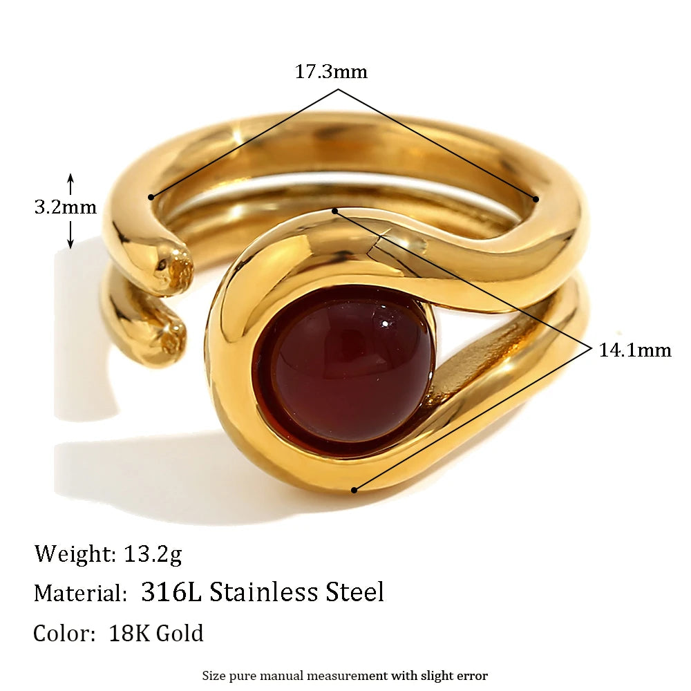 Double Line Bead Open Ring